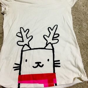 Cat Reindeer Girls Holiday Shirt